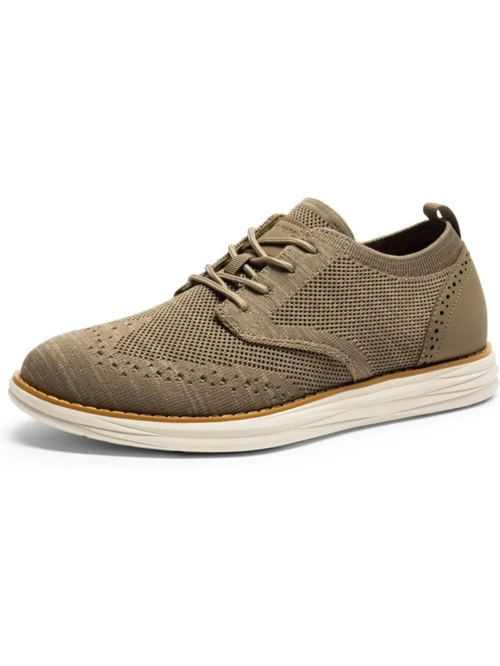 Men's Khaki Knit Mesh Dress Sneakers Lace Up Casual Walking Oxford Shoes